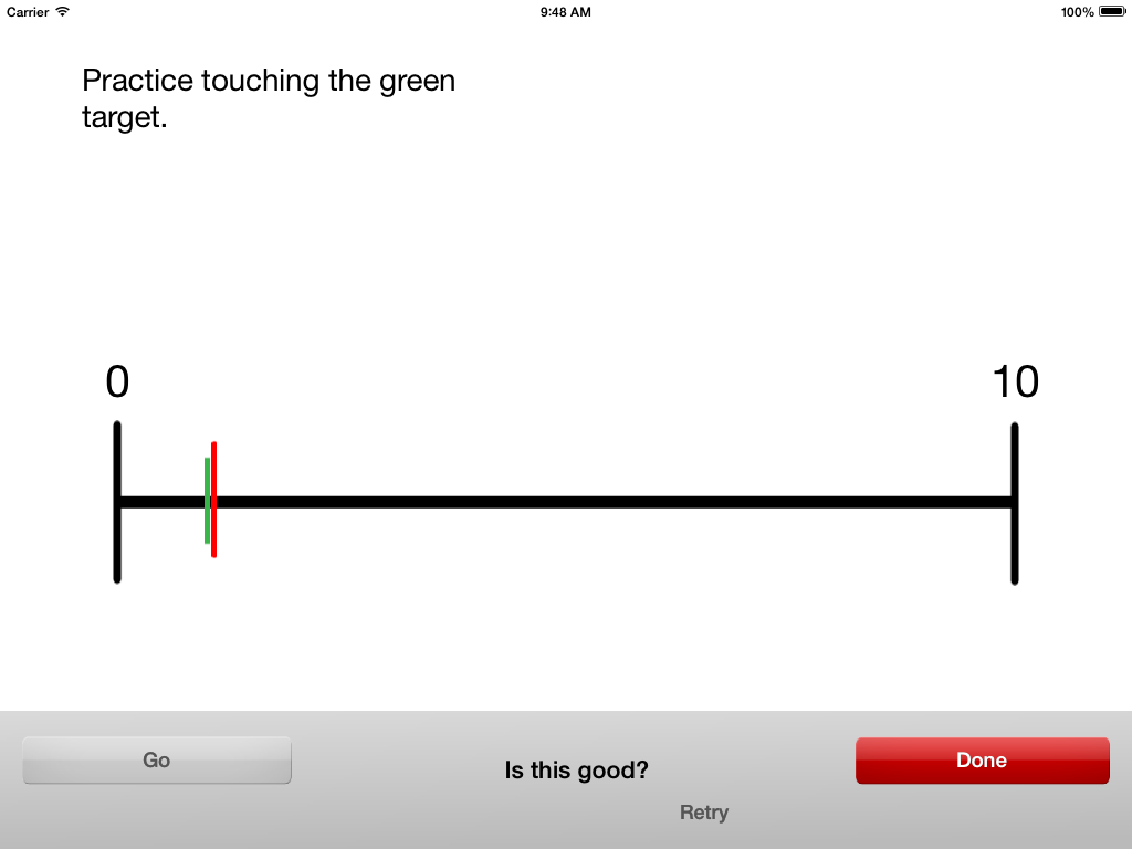Screenshot of practice time